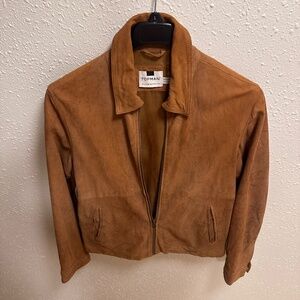 Topman Brown Suede Bomber Jacket
